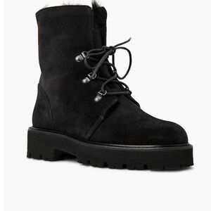 Aquatalia Eva Faux Shearling Cuff Weatherproof Hiker Boot